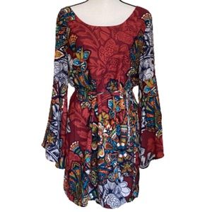 Love, Zoe Long Butterfly Sleeve Tie at Waist Dress